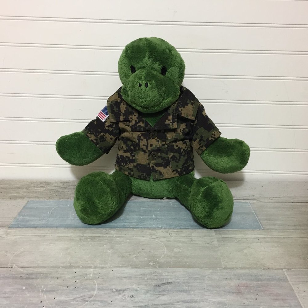 Build-A-Bear Green Turtle Plush, Camo Shirt, 17" Stuffed Animal Toy